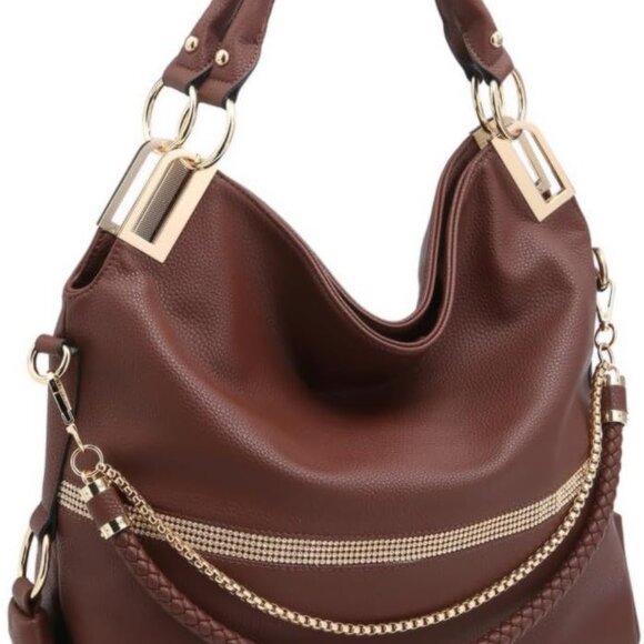 Purses for Women Vegan Leather Handbags Rhinestones Hobo Bags Tote